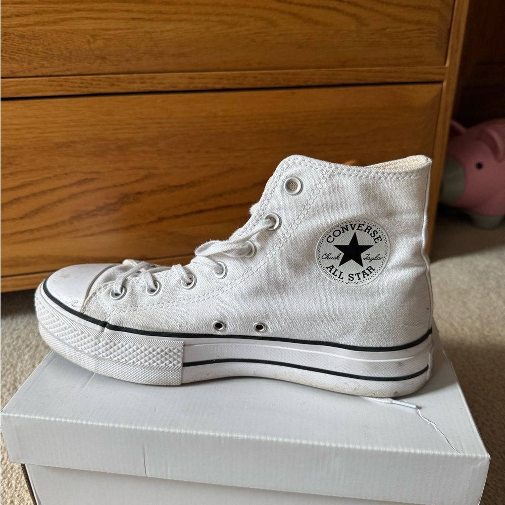Converse White High-Top Sneakers with Black Details
